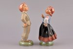 pair of figurines , Folk dance, porcelain, Riga (Latvia), Riga porcelain factory, signed painter's w...