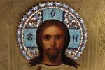 ikona, Jēzus Kristus Pantokrators (Visavaldītājs), dēlis, gleznojums, starpsienu emalja, metāls, Kri...