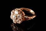 a ring, gold, 585 standard, 4.73 g., the size of the ring 15.75, diamonds, TW 1.90 ct, 1972, Helsink...