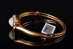 a bracelet, gold, 585 standard, 24.23 g., the diameter of the bracelet 5 x 5.9 cm, diamonds, opal, i...
