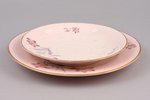 2 saucers from tea trio, porcelain (pink color mass), M.S. Kuznetsov manufactory, Riga (Latvia), 193...