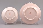 2 saucers from tea trio, porcelain (pink color mass), M.S. Kuznetsov manufactory, Riga (Latvia), 193...