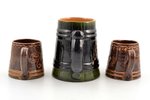 3 beer mugs, Song festival, ceramics, Riga (Latvia), USSR, 1948, h 13 / 8 cm, traces of everyday use...