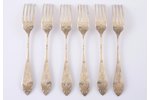 set of 6 forks, silver, 84 standard, total weight of items 321.3 g, 18.6 cm, Wladyslav Hempel, 1908-...