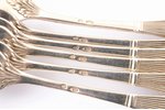 set of 6 forks, silver, 84 standard, total weight of items 321.3 g, 18.6 cm, Wladyslav Hempel, 1908-...