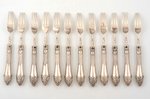 set of 12 dessert forks, silver, 84 standard, total weight of items 502.7 g, 16.5 cm, by Alexander L...
