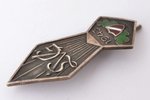 badge, Liepāja(?) State Gymnasium, silver, Latvia, 1943, 41 x 14.5 mm, 4.75 g, shortened needle...