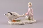 figurine, Girl with a goose, porcelain, Riga (Latvia), USSR, Riga porcelain factory, the 50ies of 20...