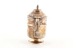 mustard pot with spoon, with glass insert, silver, 925 standard, silver weight 57.45 g, mustard pot...