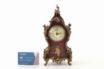 galda pulkstenis, bronza, koks, 849.8 g, h 24.7 cm, ciparnīcas diametrs 6.6 mm...