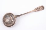 tea strainer, silver, 84 standard, 55 g, gilding, 18 cm, Nichols & Plinke, 1865, St. Petersburg, Rus...