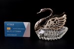 saltcellar "Swan", silver, 830, 835 standard, total weight of item 259.1 g, cut-glass (crystal), 10....