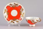 coffee pair, porcelain, J.K. Jessen manufactory, hand-painted, Riga (Latvia), 1936-1939, h (cup) 4.2...