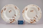 set of 2 soup plates, porcelain, M.S. Kuznetsov manufactory, Riga (Latvia), Russia, the beginning of...