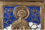 icon, Saint martyr Varus, copper alloy, 3-color enamel, Russia, the 19th cent., 6 x 5 cm, 70.3 g....