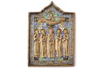ikona, Izvēlēti svētie: Svētie Nīls, Blēzs, Modests, Floruss un Laurs, vara sakausējuma, 6-krāsu ema...