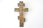 крест, Распятие Христово, медный сплав, 6-цветная эмаль, Российская империя, 19-й век, 36.6 x 19 x 0...