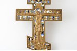 крест, Распятие Христово, медный сплав, 6-цветная эмаль, Российская империя, 19-й век, 36.6 x 19 x 0...