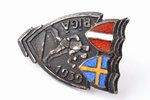 знак, Латвийско-шведские соревнования, Рига, серебро, Латвия, Швеция, 1939 г., 24 x 16.8 мм, 3 г, за...