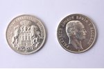 лот из 2 монет: 3 марки, 1909 г., Вольный и ганзейский город Гамбург и Фридрих Август II - король Са...