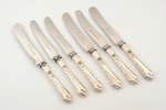 set of 6 knives, silver/metal, 84 standard, total weight of items 448.65, 25 cm, 1908-1917, Riga, Ru...
