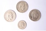 set of 4 coins: 2 and 5 marks, 1874 / 1875 / 1876, A, B, Wilhelm I Friedrich Ludwig King of Prussia,...