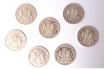 lote no 7 monētām: 5 markas, 1876 / 1898 / 1899 / 1901 / 1903 / 1904 / 1913  g., Brīvā un Hanzas pil...
