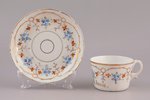 tea pair, with dedication "in Angel Day", porcelain, M.S. Kuznetsov manufactory, hand-painted, Riga...