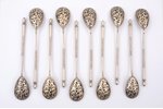 set of 10 teaspoons, silver, 84 standard, total weight of items 230.35  g, niello enamel, engraving,...