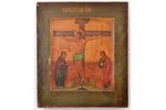 икона, Распятие Христово, доска, живопиcь, золочение, Российская империя, конец 19-го века, 15.4 x 1...
