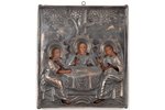 icon, The Trinity, board, painting, silver oklad, oklad weight 181.40 g, 84 standard, Kostroma, Russ...