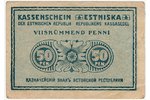 50 penni, banknote, 1919 g., Igaunija, XF...