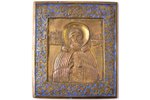 икона, Преподобный Сергий Радонежский, медный сплав, 1-цветная эмаль, Российская империя, 19-й век,...