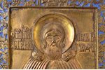 икона, Преподобный Сергий Радонежский, медный сплав, 1-цветная эмаль, Российская империя, 19-й век,...