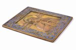 icon, Saint Sergius of Radonezh, copper alloy, 1-color enamel, Russia, the 19th cent., 11 x 9.5 cm,...