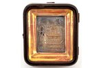 icon, Saint Nilus of Stolobensk, in icon case, board, painting, silvering, brass, Russia, 11.1 x 9 x...