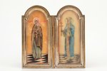 icon with foldable side flaps, Chosen saints, painting, metal, Russia, the 19th cent., 14 x 13.9 x 1...