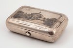 snuff-box, silver, 84 standard, 91.65 g, engraving, niello enamel, 8.6 x 5.6 x 2.6 cm, Ivan Gubkin f...