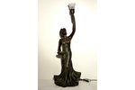 sculpture - lamp, Maiden, bronze plated, h 126 cm, weight 18.4 kg...