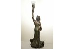 skulptūra - gaismeklis, Jauniete, bronzas pārklājums, h 126 cm, svars 18.4 kg...