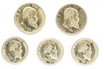 lote no 5 monētām: 3 un 5 markas, 1908 / 1912 g., Vilhelms II no Virtembergas (Vilhelms Kārlis Pols...