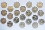 set of 21 coins: 2 marks, 1937-1939 , silver, Germany...