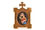 ikona, Triju prieku Dievmāte, misiņš, gleznojums uz porcelāna, 19. gs. 2. puse, izmērs ar rāmi 10.9...