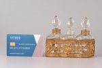 парфюмерный комплект на три флакона, стекло, позолоченная латунь, рубеж 19-го и 20-го веков, h 9.5 с...