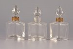 perfume set for three bottles, glass, gold plated brass, the border of the 19th and the 20th centuri...