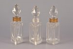 perfume set for three bottles, glass, gold plated brass, the border of the 19th and the 20th centuri...
