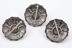 a set, 3 saktas, silver, 875 standard, the item's dimensions Ø 2.5 cm, 1962, workshop Rigas Gravieri...
