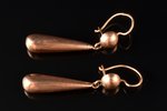 earrings, gold, 585 standard, 1.87 g., the item's dimensions 3.7 cm, the 20-30ties of 20th cent., La...