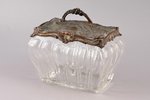 candy-bowl, silver plated, glass, copper, the border of the 19th and the 20th centuries, 15.8 x 11 x...