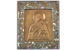 icon, Tikhvin icon of the Mother of God, copper alloy, 4-color enamel, Moscow, Russia, the 19th cent...